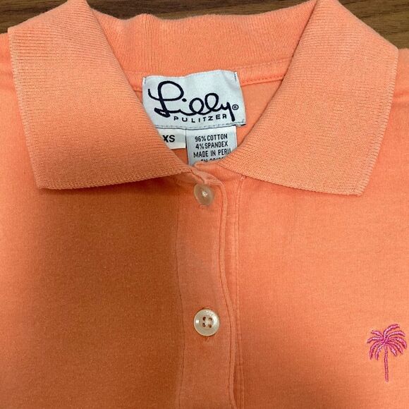 Lily Pulitzer Short Sleeve Pima Cotton Polo Shirt in Tangerine. Size XS. - Picture 2 of 5